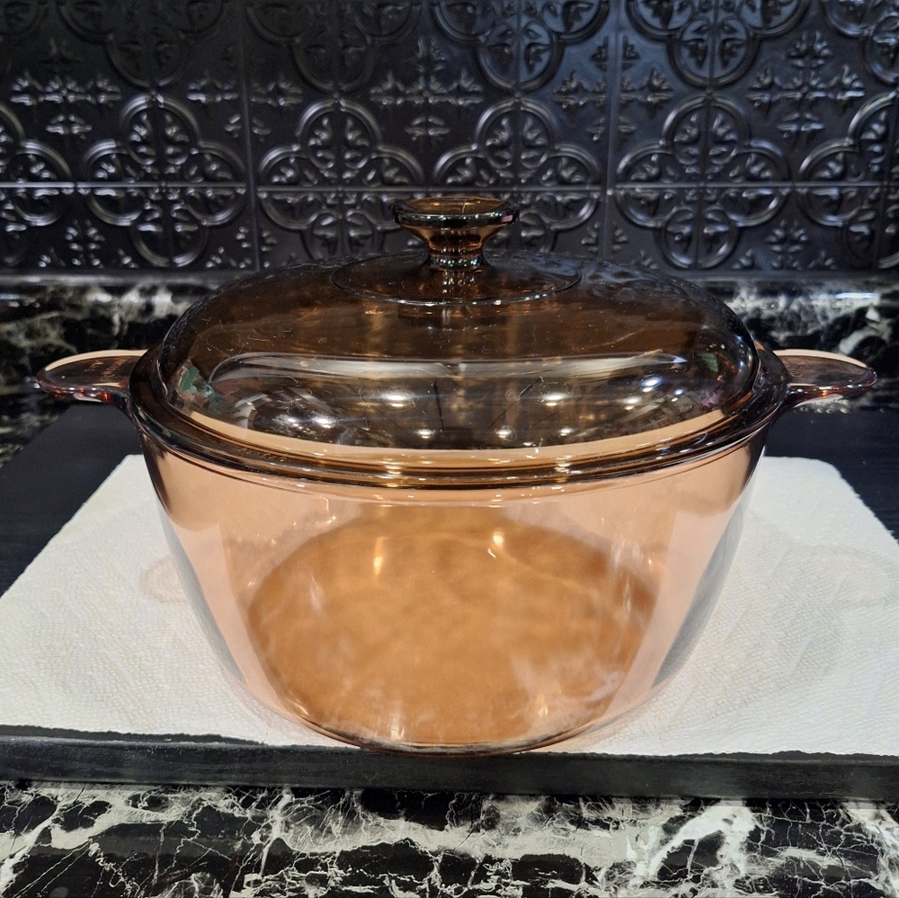 Large Amber Visions Dutch Oven, Large Glass Pot, Retro Cookware, Corning Pyrex